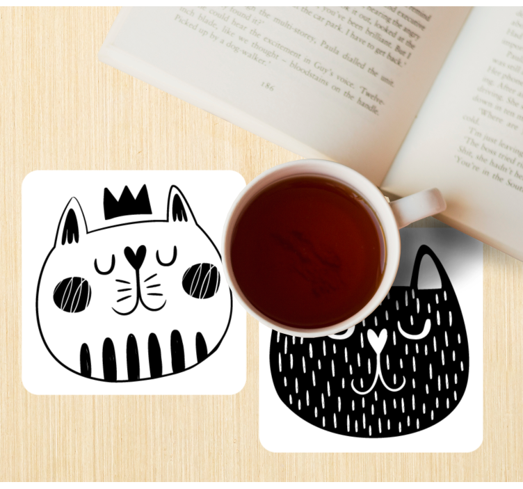 Katter svart och vitt mer glasunderlägg - Tenstickers