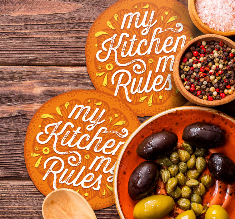 Köksregler text glasunderlägg öl - Tenstickers