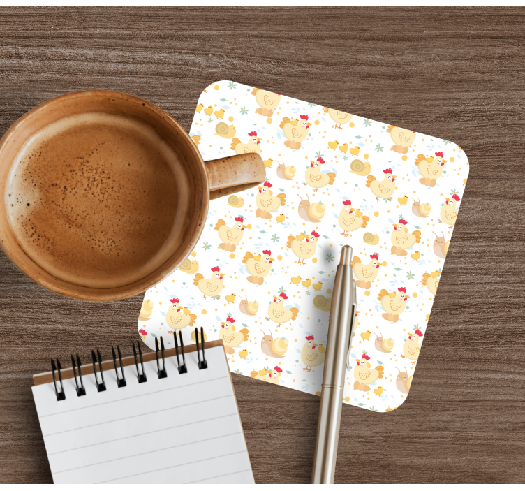 Kycklingar och sniglar tecknad gård modern glasunderlägg - Tenstickers