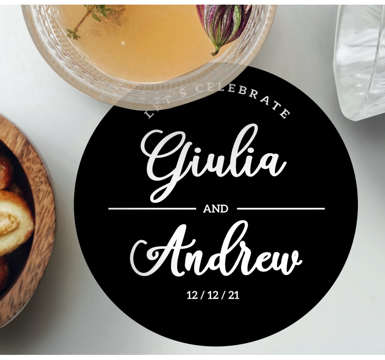 Låter fira anpassade namn bröllop glasunderlägg - Tenstickers