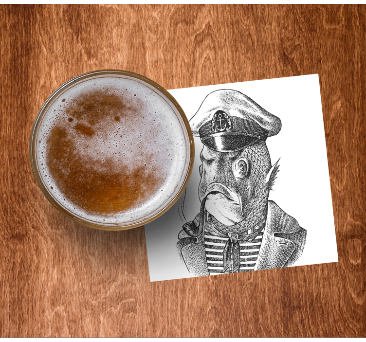 Mans huvud med en fisk modern glasunderlägg - Tenstickers