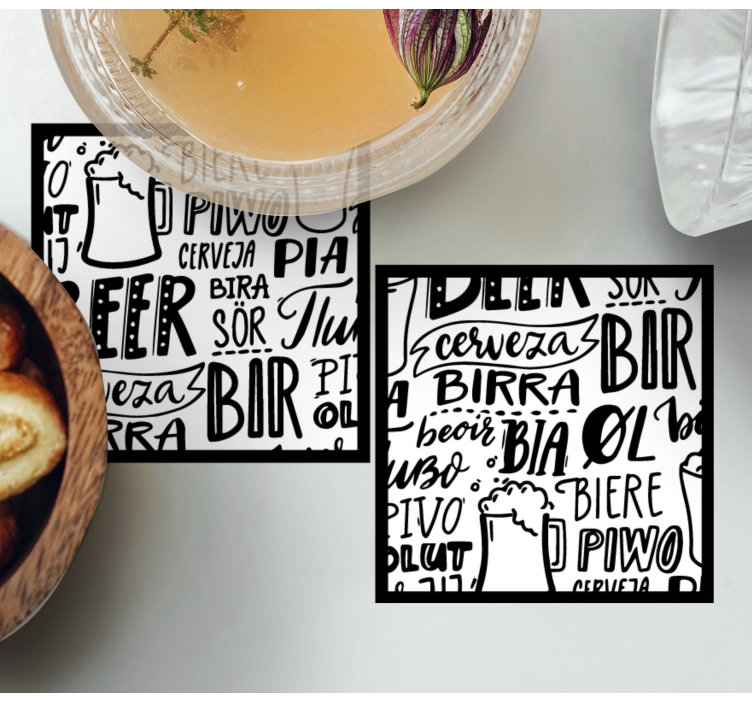 öl skriven på flera språk ölmattor - Tenstickers