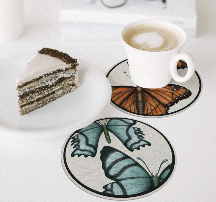 Olika färger fjärilar modern glasunderlägg - Tenstickers