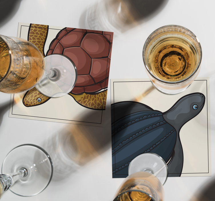 Sköldpaddor djur kakel glasunderlägg set - Tenstickers