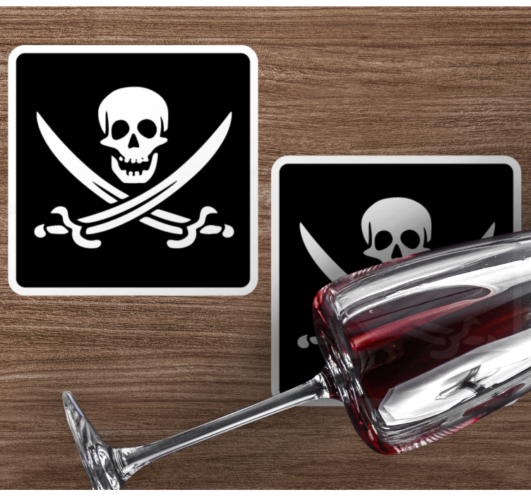 Pirat jolly roger geek glasunderlägg - Tenstickers