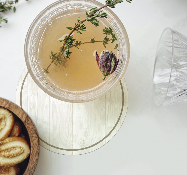 Vitt trä vintage glasunderlägg - Tenstickers