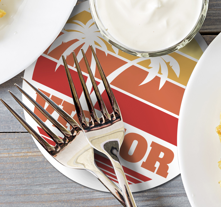 Retro solnedgång med ditt namn 70-talsunderlägg - Tenstickers