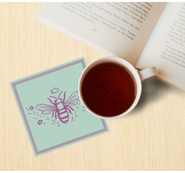 Rosa och gröna drottningbi fler glasunderlägg - Tenstickers