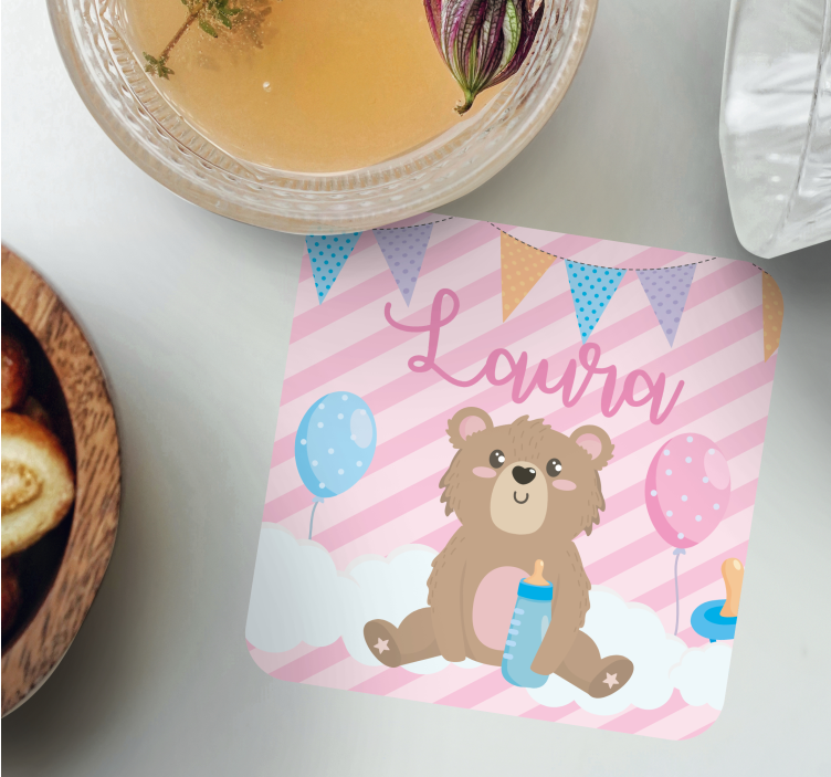 Söt björn för tjej med namnunderlägg - Tenstickers