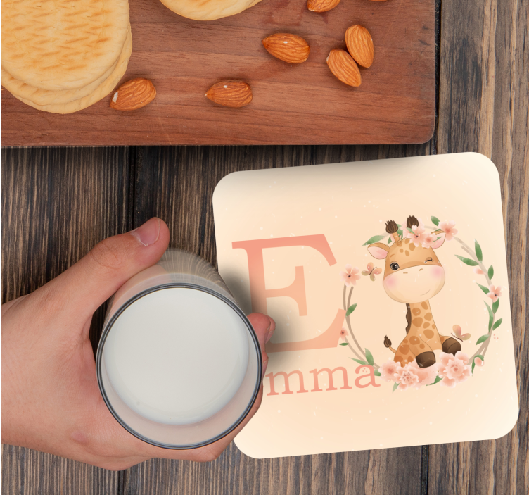 Söt giraff karaktär anpassningsbar glasunderlägg - Tenstickers