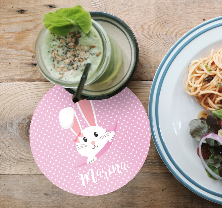 Söt kanin för tjej med namnunderlägg - Tenstickers