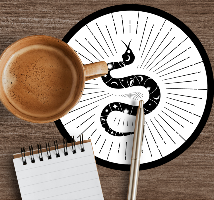 Svart silhuett orm modern glasunderlägg - Tenstickers