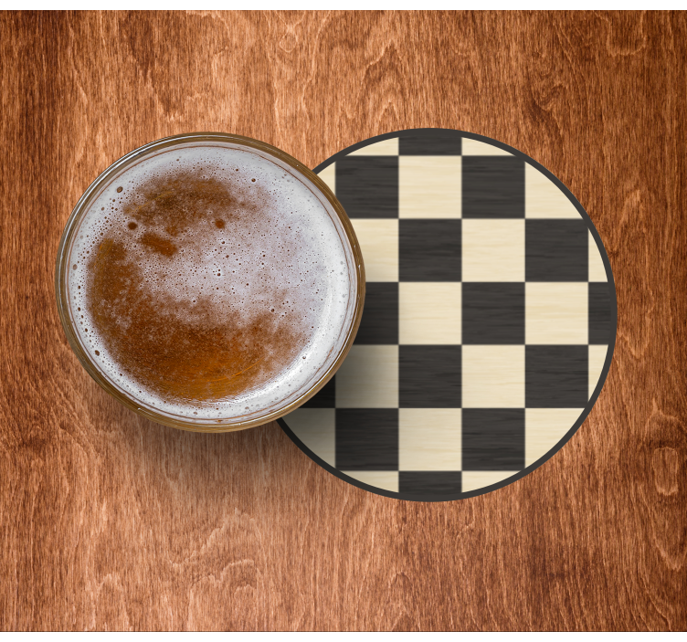 Svartvitt rutig trä textur glasunderlägg - Tenstickers