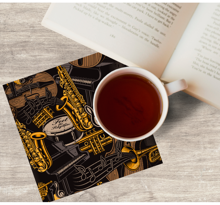 Tecknad musik doodles moderna glasunderlägg - Tenstickers