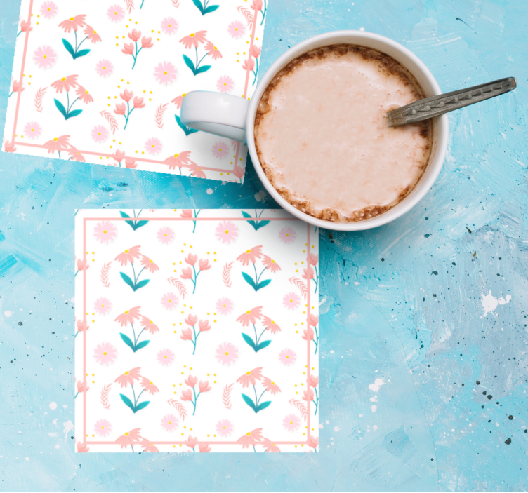 Tecknade små blommor fler glasunderlägg - Tenstickers