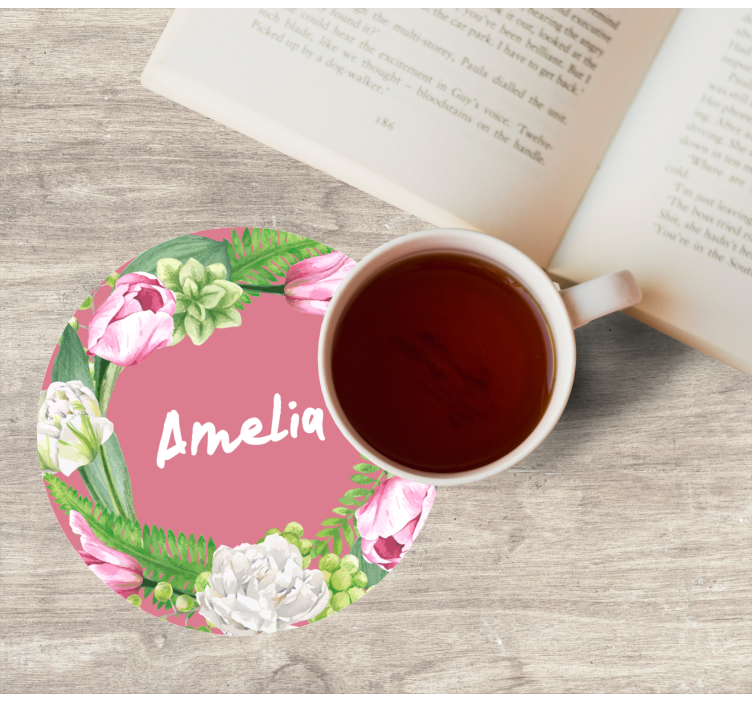 Tulpan design med namn personliga glasunderlägg - Tenstickers