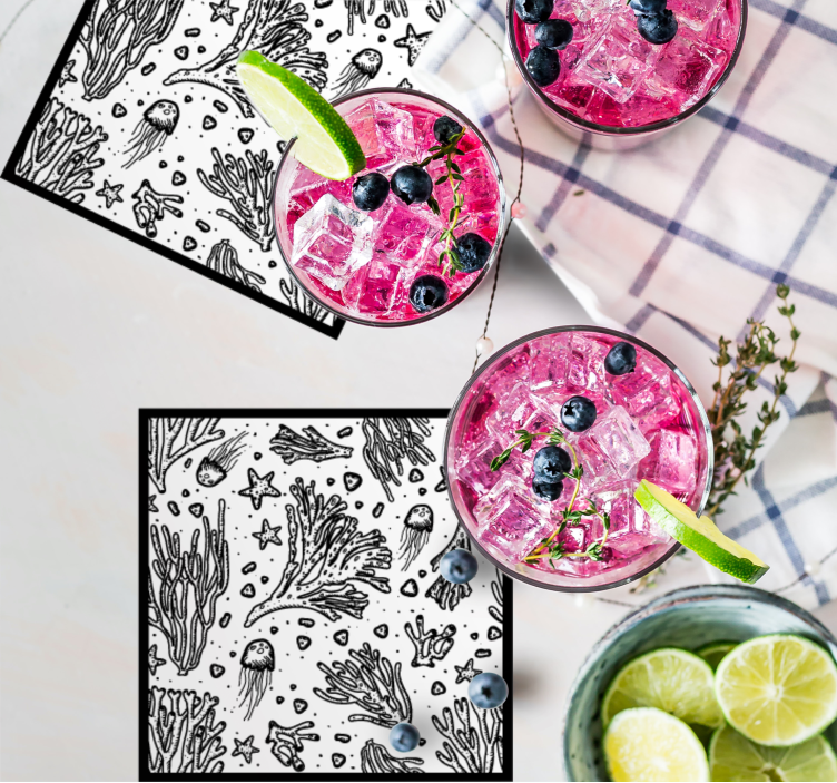 Underwater life elements glasunderlägg - Tenstickers