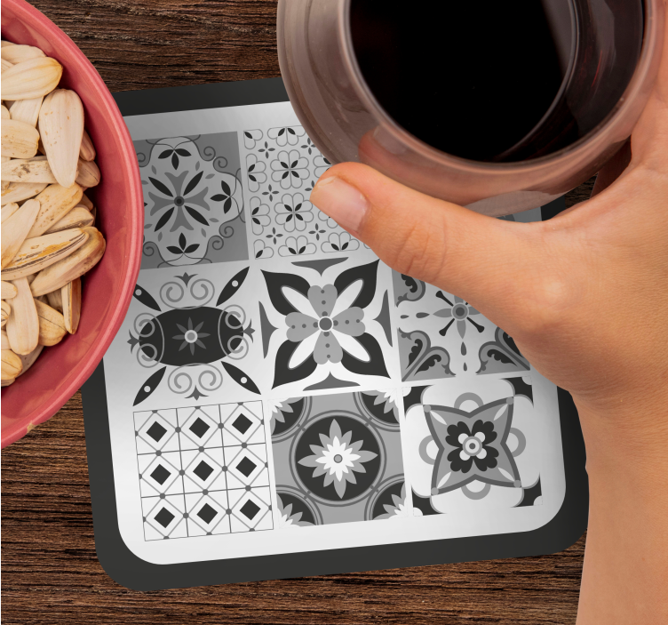 Vackra grå kakel glasunderlägg - Tenstickers