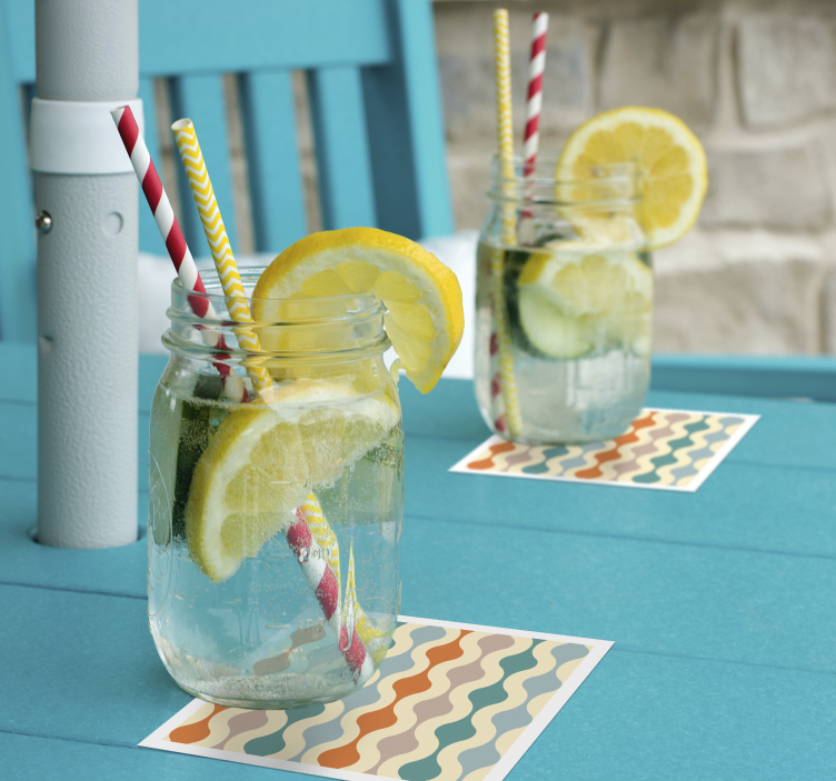 Vågigt flerfärgat mönster Glasunderlägg vintage - Tenstickers