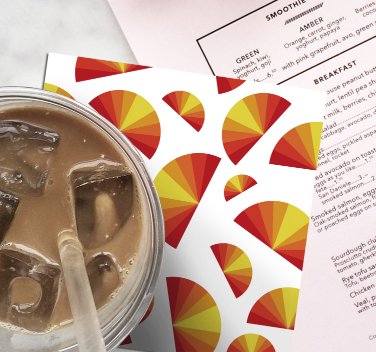 Vintage solnedgång mönster 70-talet glasunderlägg - Tenstickers