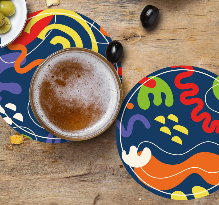 Vita linjer färgglada abstrakt stil glasunderlägg - Tenstickers