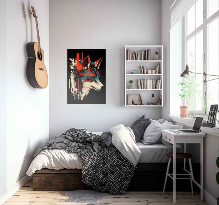Abstrakt wolf art affisch för vägg - Tenstickers