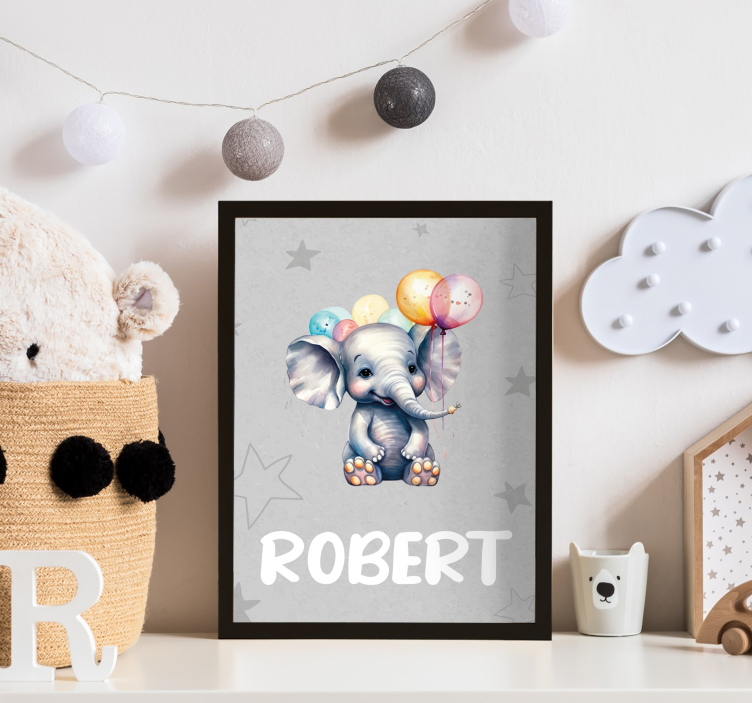 Baby elefant med ballonger Poster andra djur - Tenstickers