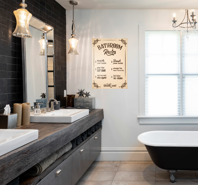 Badrum regler vintage affisch - Tenstickers