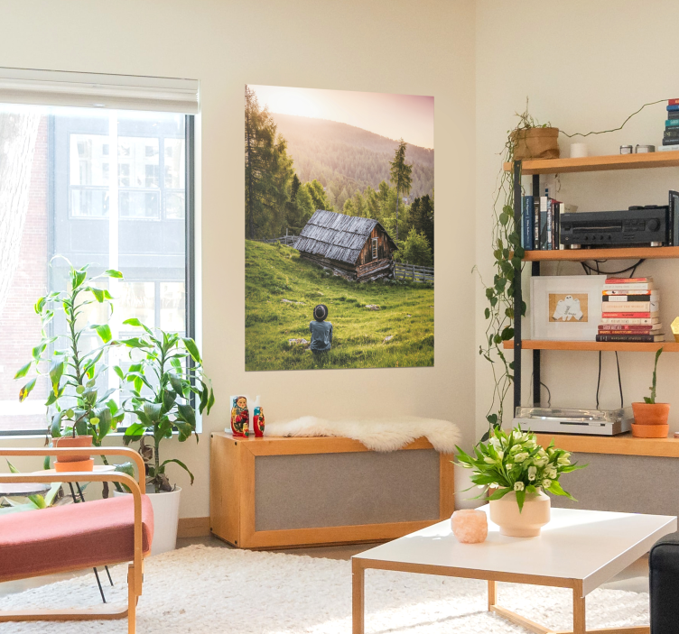 Landskap hus på skogen poster - Tenstickers