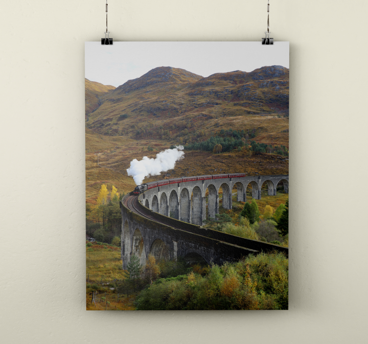 Tåg i rörelse realistisk fotoaffisch - Tenstickers