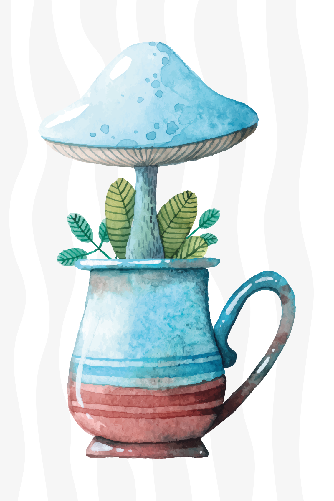 Poster kök söt svampdesign i mugg - Tenstickers