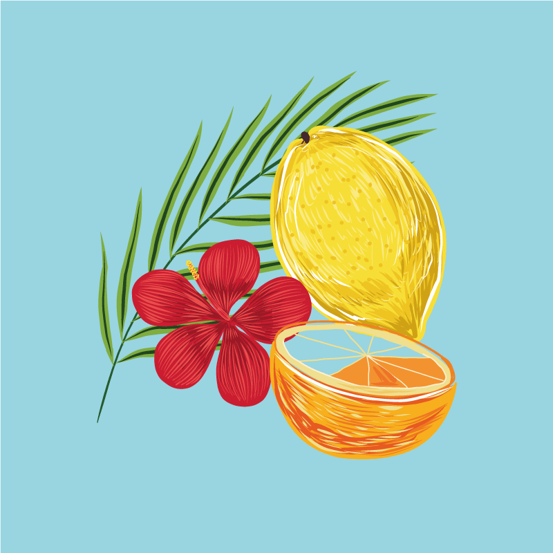 Poster kök pastell citroner fruktdesign - Tenstickers