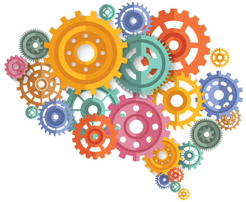 Poster kontor hjärnfärgade kugghjul - Tenstickers