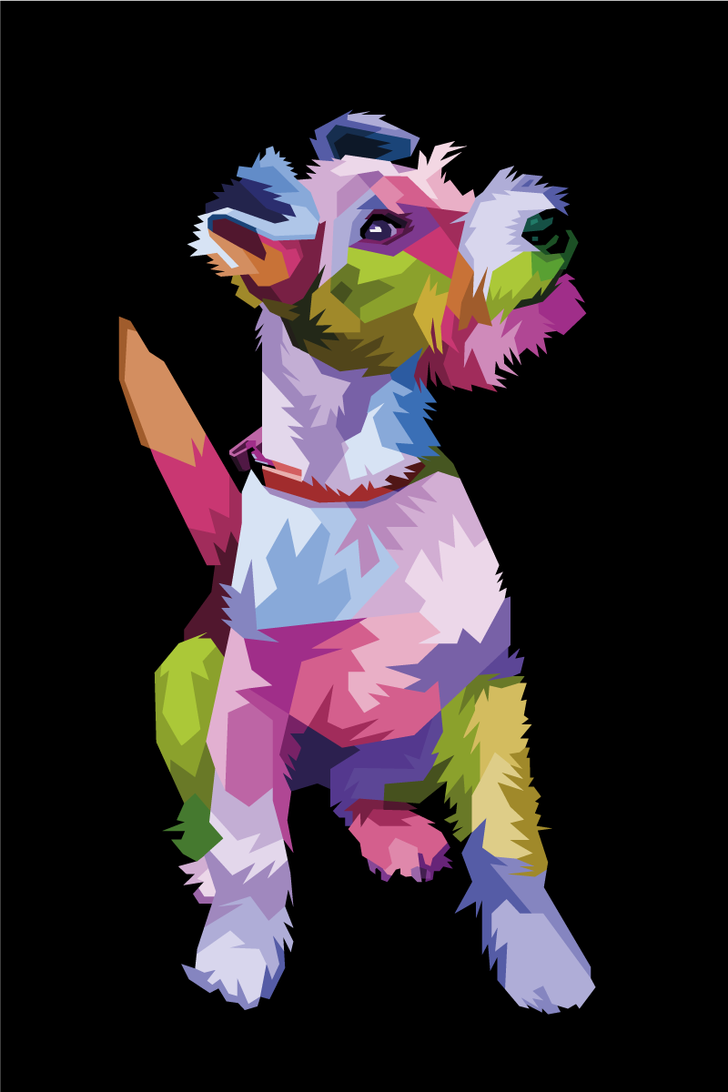 Poster vardagsrum geometriska djur foxterrier - Tenstickers