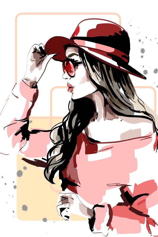 Poster vardagsrum damer med hatt - Tenstickers