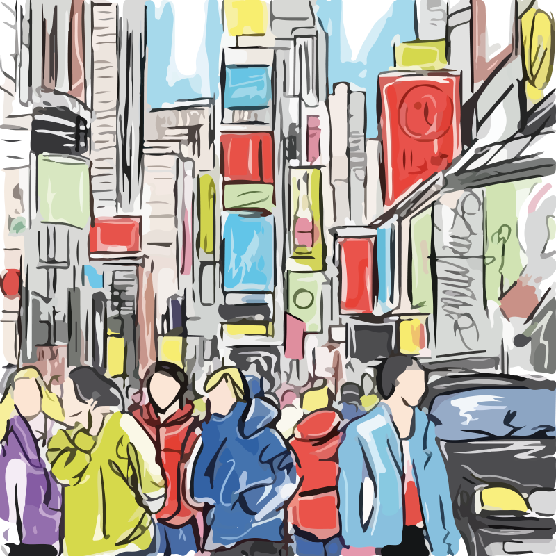 Poster vardagsrum moderna personer från new york - Tenstickers