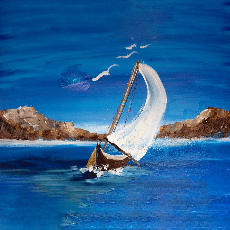 Poster vardagsrum segelbåtar på duk - Tenstickers