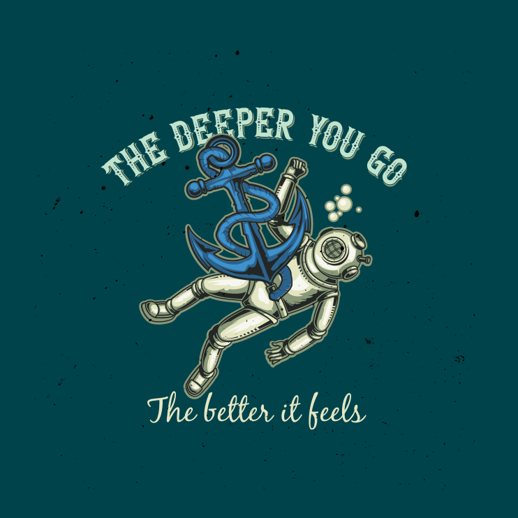 Poster vardagsrum citat ju djupare du går - Tenstickers