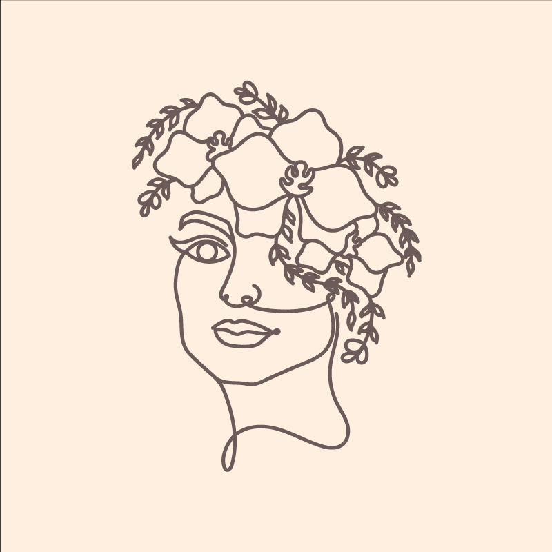 Poster vardagsrum silhuett minimalistisk söt kvinna blommor - Tenstickers