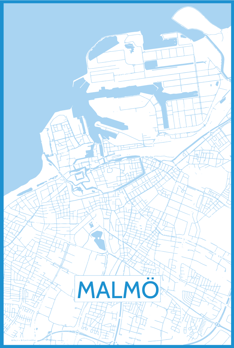 Poster vardagsrum karta över malmö - Tenstickers