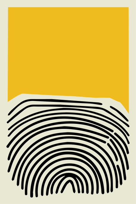 Poster vardagsrum abstrakt gul målning med svarta linjer - Tenstickers