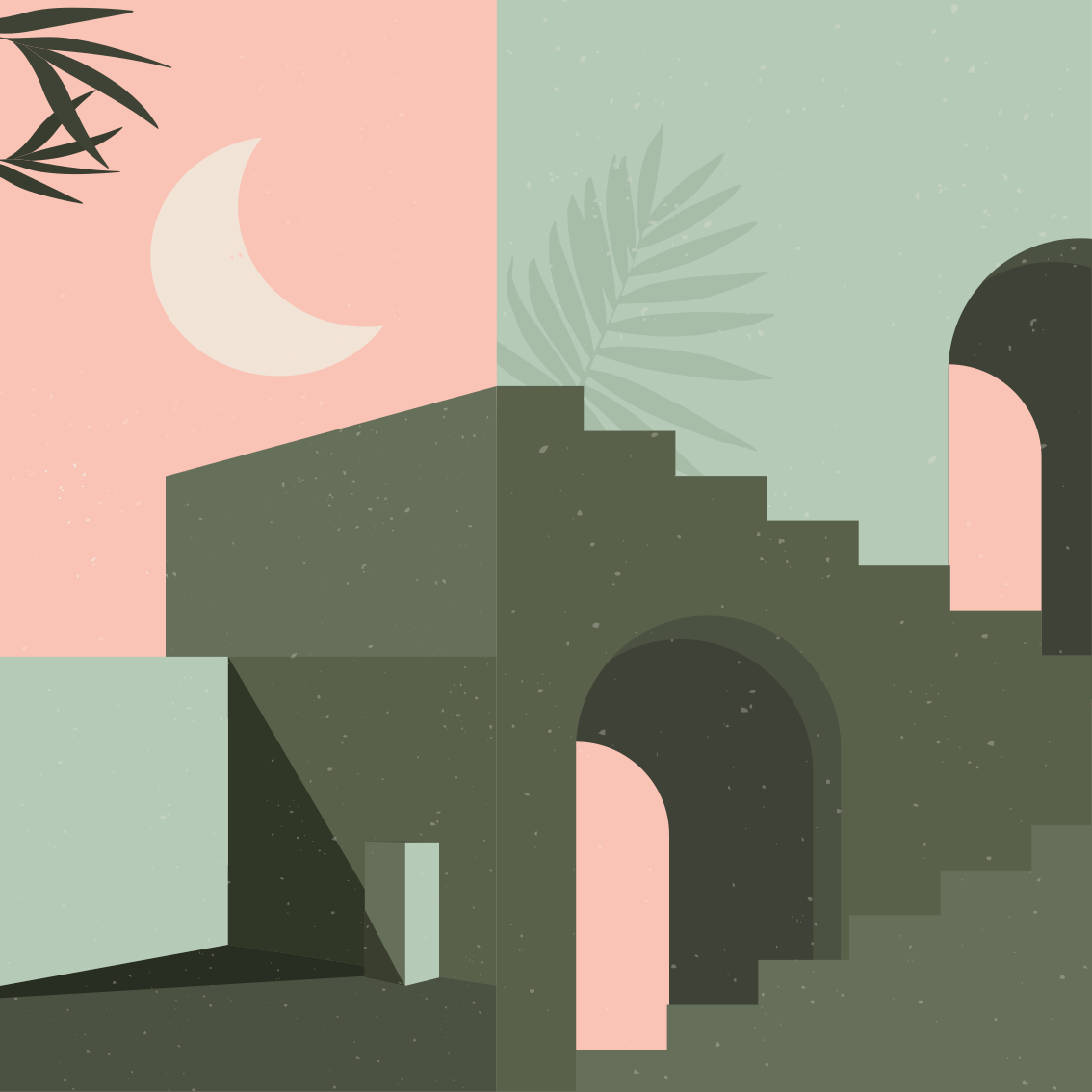 Poster vardagsrum rosa och turkosa väggkonstformer - Tenstickers