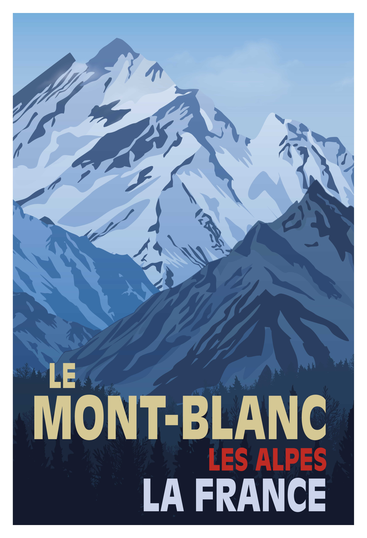 Poster vardagsrum mont-blanc retro stil - Tenstickers