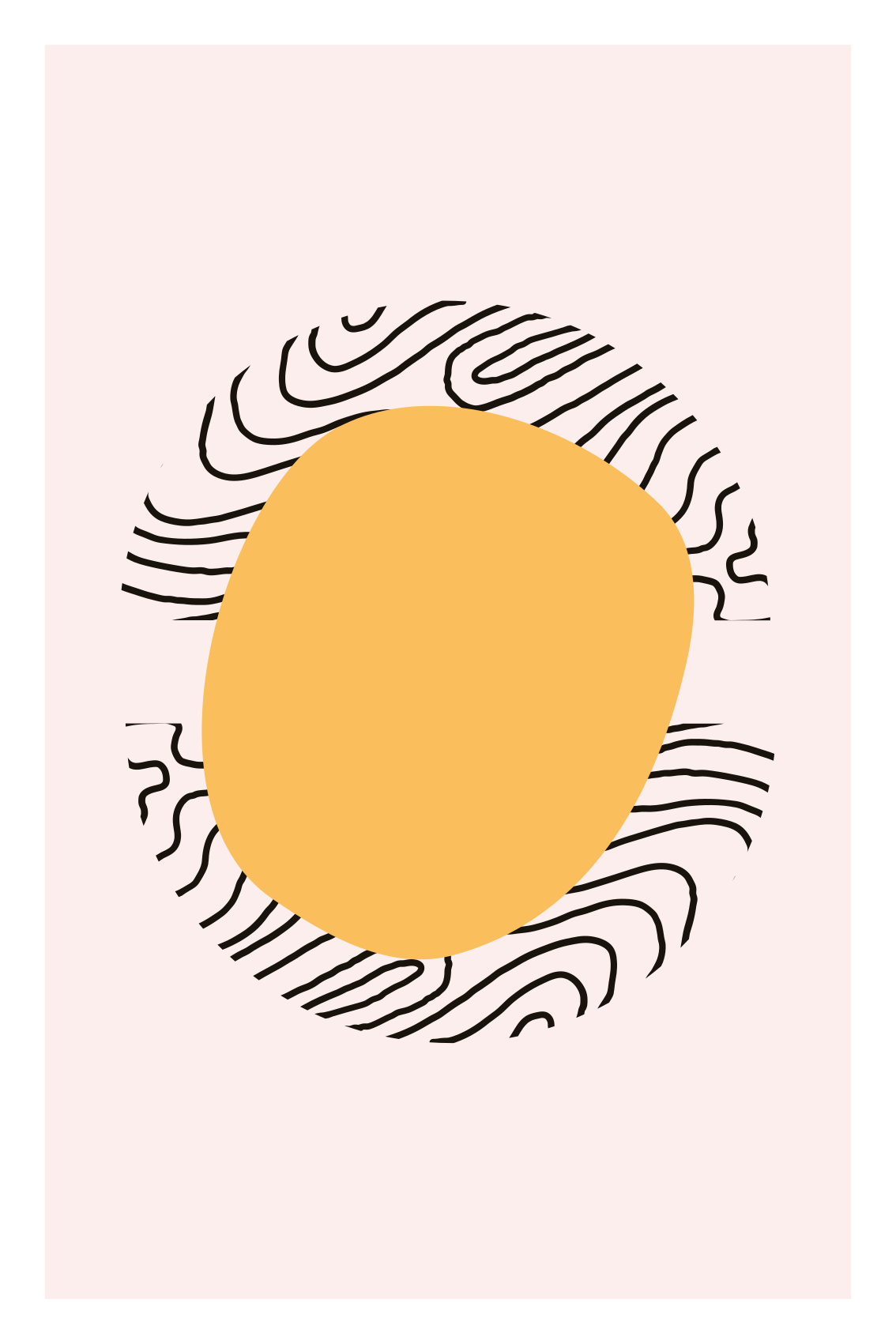 Poster vardagsrum linjer och gul form - Tenstickers