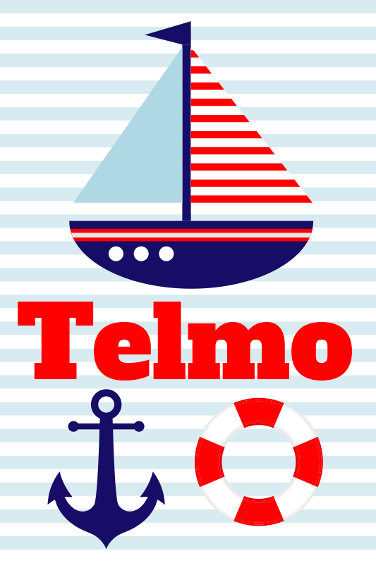 Poster barnrum segelbåt med namn - Tenstickers