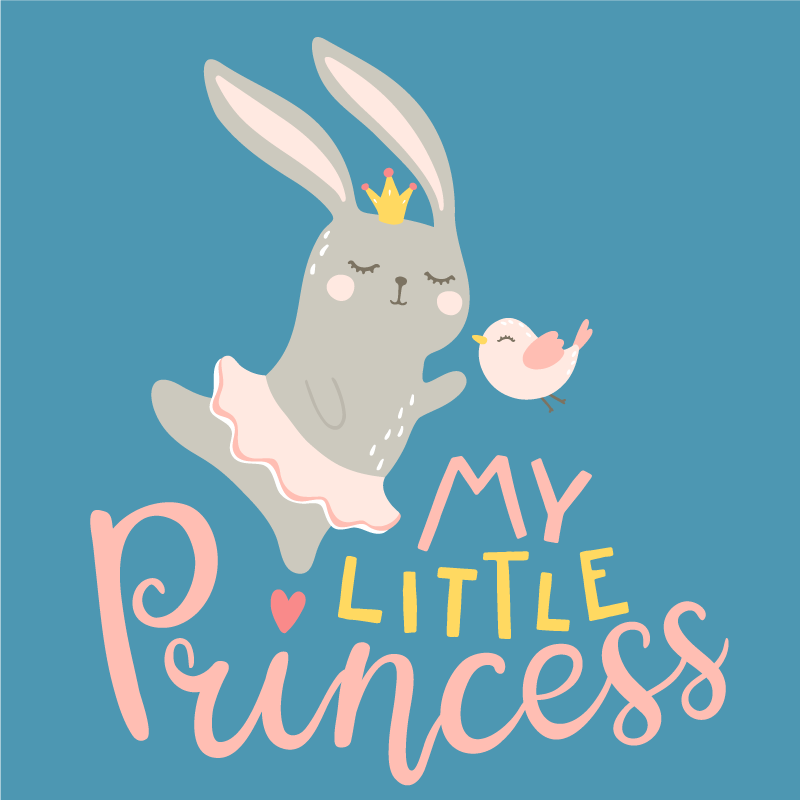 Poster barnrum kanin med citat min lilla prinsessa - Tenstickers