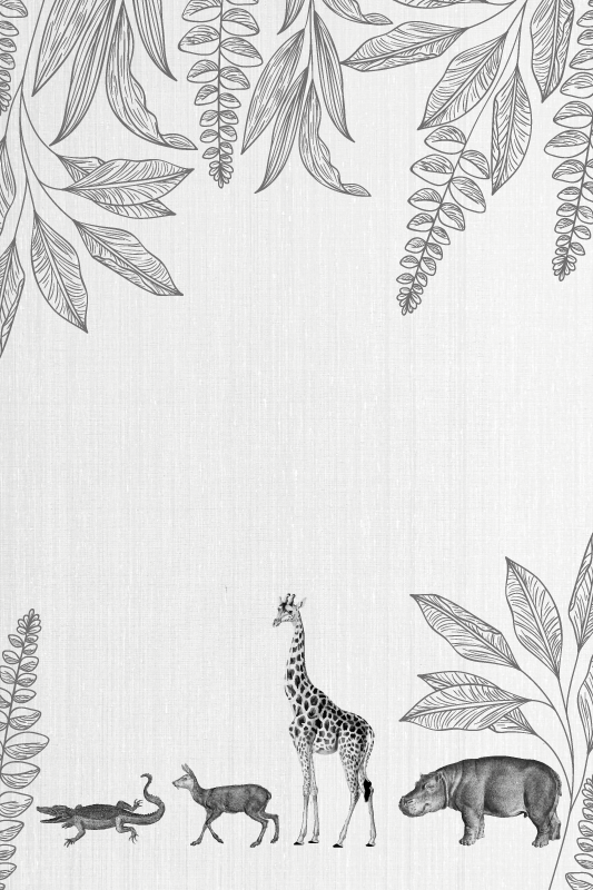 Poster barnrum med safari djur och träd kant - Tenstickers