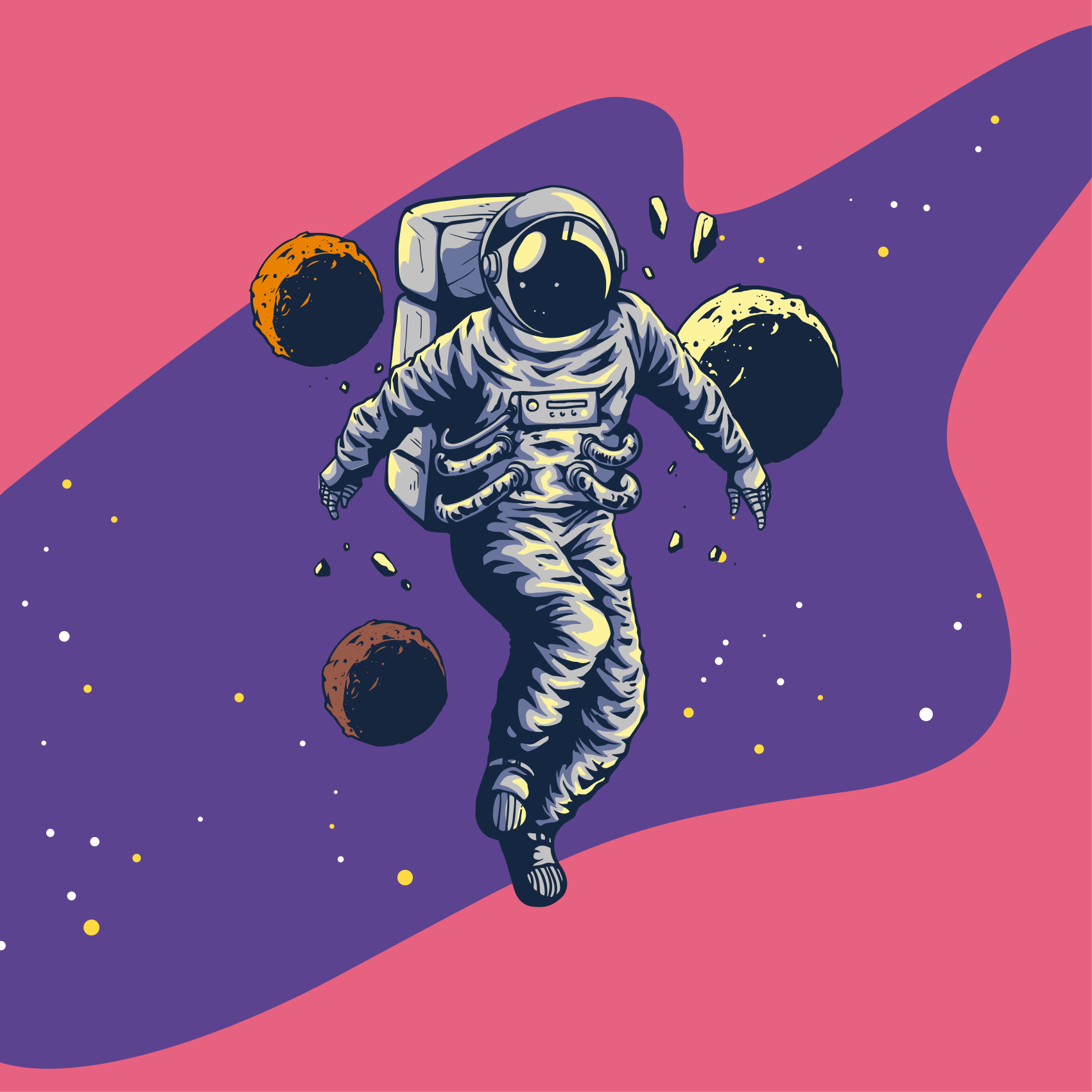 Poster barnrum handritad astronaut flygande stil - Tenstickers