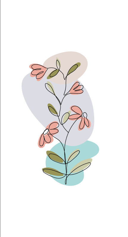 Poster blommor prästkragar och rosor minimalistisk design - Tenstickers