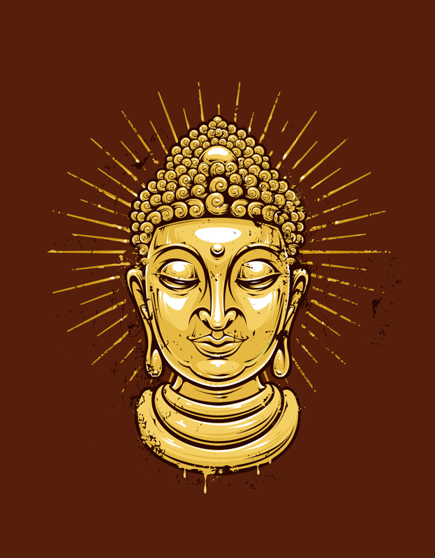 Zen poster med gyllene buddha silhuett - Tenstickers